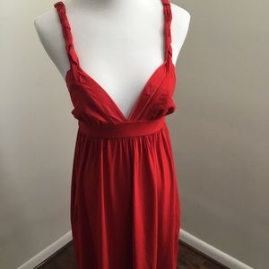 Fun brunch red dress with pockets!